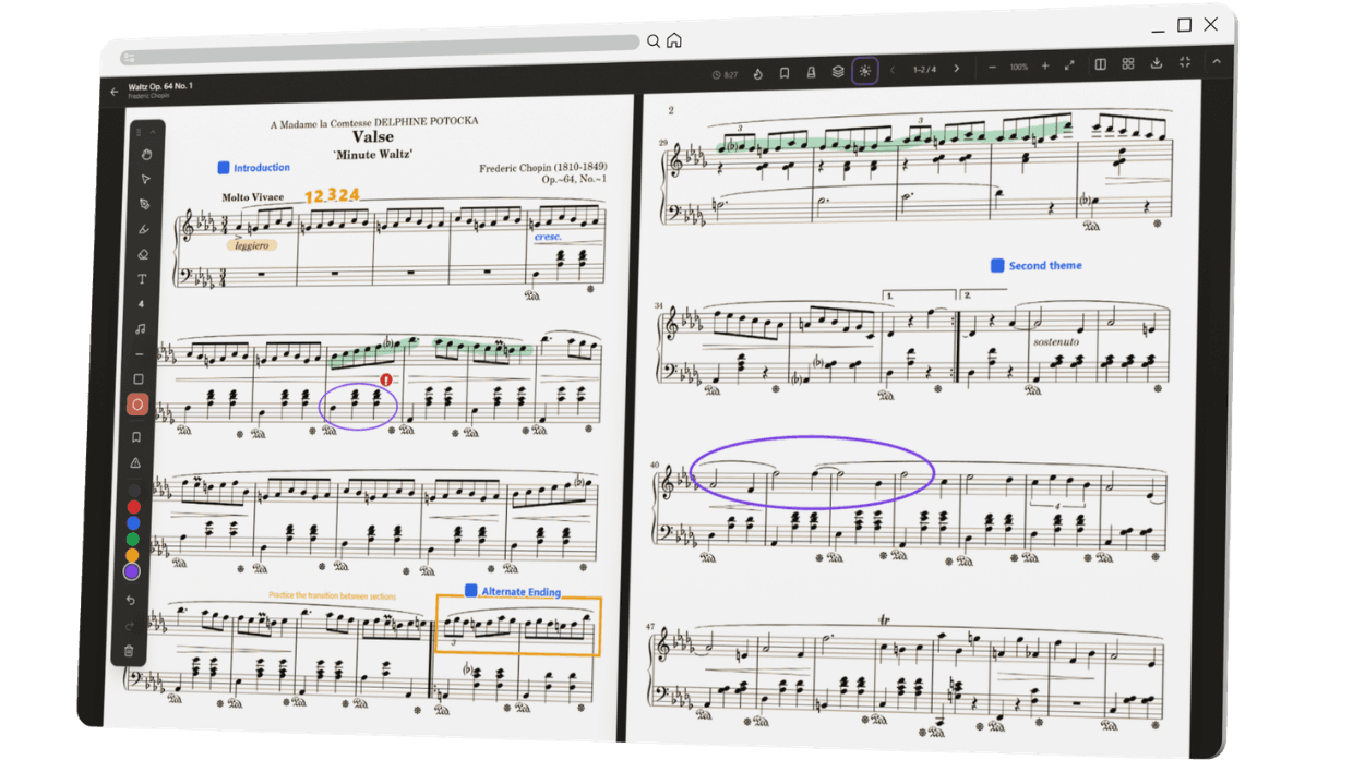 Score Practice — Eye comfort reading mode